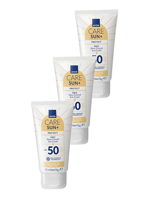 AVON SUN+ PROTECT Yüz İçin Parlaklık Kontrolü Güneş Kremi SPF50 50 Ml. Üçlü Paket - S000511660-10231