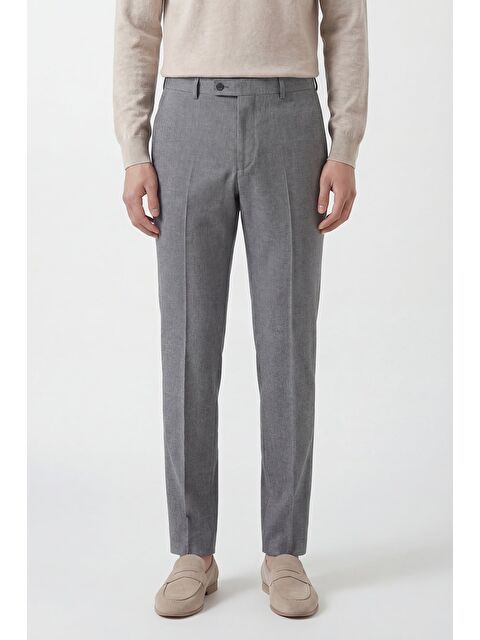 Sabri Özel Giotelli Erkek Gri  Dar Kesim Slim Fit Viskon Dokuma Yan Cep Pantolon