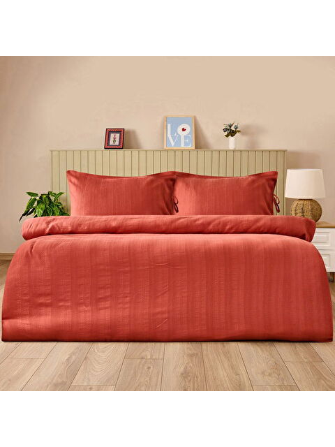 Evidea Soft Armürlü Çift Kişilik Nevresim Takımı - Kiremit - S000511679-18657