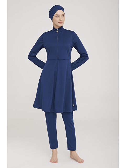 Rozamay Likralı Tam Kapalı Tesettür Mayo Maysız Düz 9020 Açık Lacivert - S000149189-21164