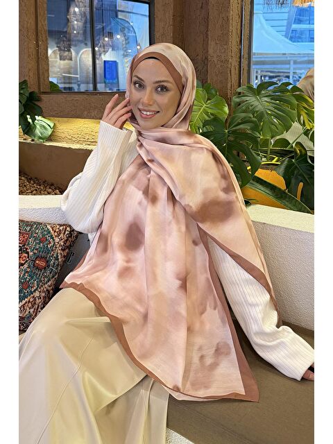 Lamelif Batik Desen Soft Şal Sütlü Kahve - S000529599-4280