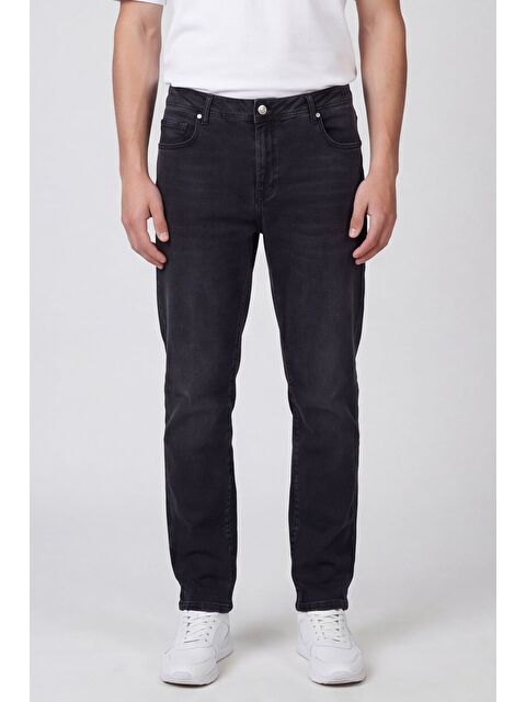 Sabri Özel Giotelli Erkek Antrasit Dar Kesim Slim Fit Pamuklu Beş Cep Denim Pantolon