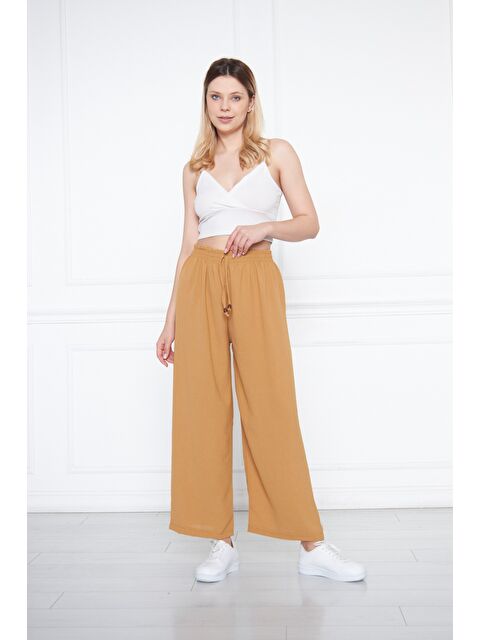 Comstar Kadın Aerobin Geniş Paça Palazzo Bel Lastikli Pantolon