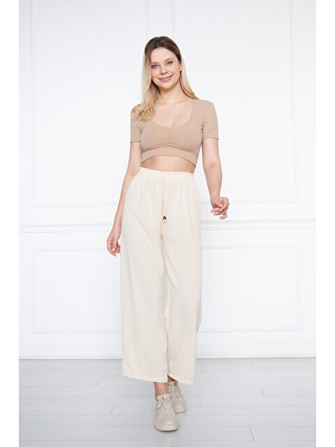 Comstar Kadın Aerobin Geniş Paça Palazzo Bel Lastikli Pantolon