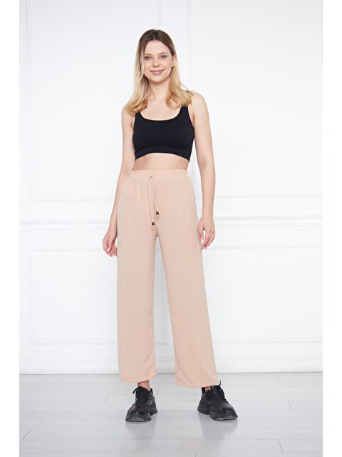 Comstar Kadın Aerobin Geniş Paça Palazzo Bel Lastikli Pantolon