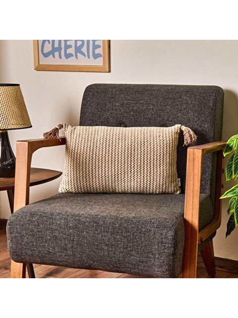 Evidea Soft Shiny Kırlent - Bej / Kahverengi - 30x50 cm - S000511703-37207