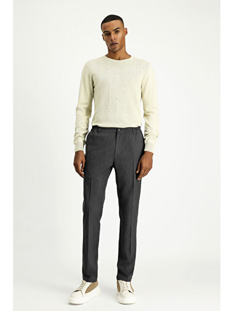 Kiğılı Super Slim Fit Ekstra Dar Kesim Beli Lastikli Elastanlı Klasik Kumaş Pantolon - S000409377-26298