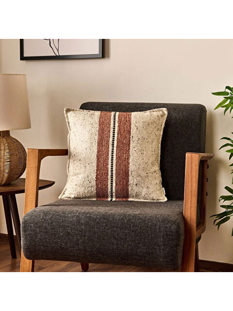 Evidea Soft Ganye Kırlent - Ekru - 45x45 cm