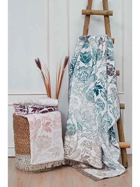 Çeyiz Diyarı Amarente Tek Kişilik Pamuklu Battaniye Mavi - S000490623-17234