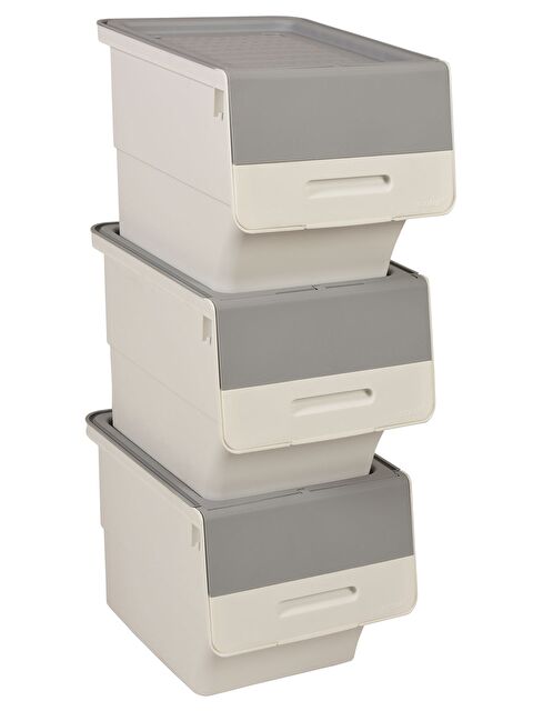 Technow Motek 33 Litre Beyaz Gri Tekerlekli 3*33 Lt 3'lü Set Organizer + Temizlik Seti - S000308075-157