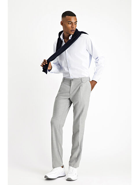 Kiğılı Slim Fit Dar Kesim Elastanlı Pileli Klasik Kumaş Pantolon