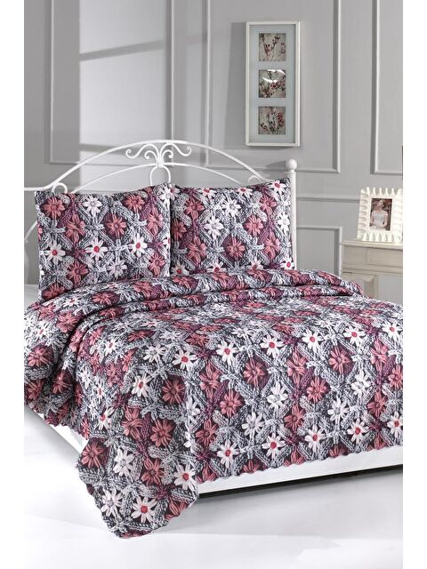 Çeyiz Diyarı Alvera Ultrasonik Kapitoneli 5D Baskılı Çift Kişilik Yatak Örtüsü - S000490612-23173