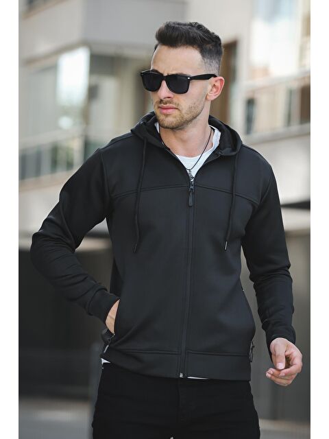 Oksit Antreman Scuba Kumaş Kapüşonlu  Fermuarlı Sweatshirt - S000125078-19351