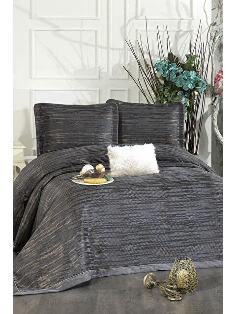 Çeyiz Diyarı Alina Şönil Çift Kişilik Yatak Örtüsü 260x260 cm Antrasit - S000490619-29666