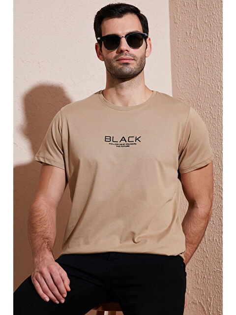 Buratti Baskılı Bisiklet Yaka %100 Pamuk Slim Fit Erkek Tişört 541FOLLOW - S000139035-26429