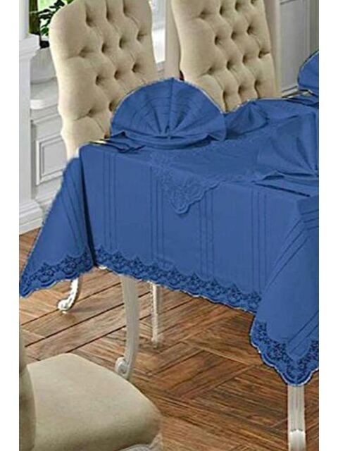 Çeyiz Diyarı 26 Parça Dantelli Eliza Masa Örtüsü Takımı Lacivert - S000490626-21164