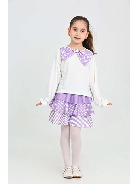 Modanino Kız Çocuk 2'li Elbise -Kat Kat Etekli ve Fiyonk Detaylı 3-12 Yaş 12520 - S000516210-17878