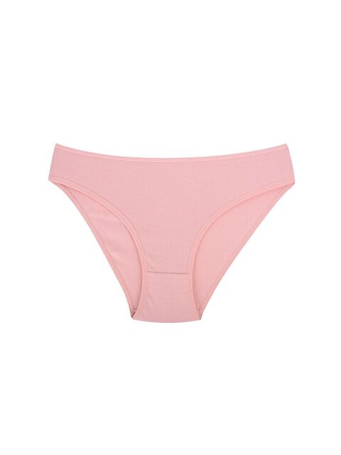 Kompedan Fitilli Ribana Pamuklu Esnek Rahat Slip Bikini Külot | Pembe 26000 - S000237690-20024