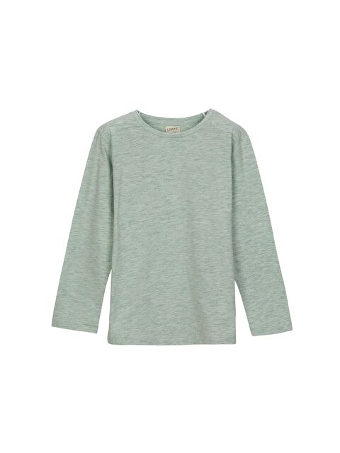 Lovetti Açık Yeşil Melanj Unısex Sıfır Yaka Uzun Kollu Tişört - S000053556-29488