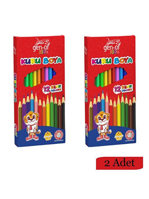 Gen-Of Kids Karton Kutu Tam Boy Kuru Boya 12 Renk 2 Adet - S000208464-27074