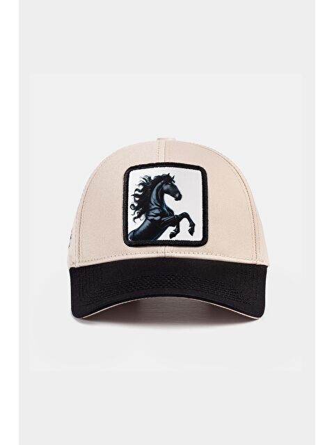 BlackBörk Six At Logolu Siyah-Bej Beyzbol Şapka