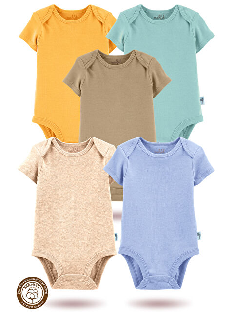 Mahfel 5 li  100 Pamuklu Organik  Çıtçıtlı Bebek Body Zıbın - S000357146-19413