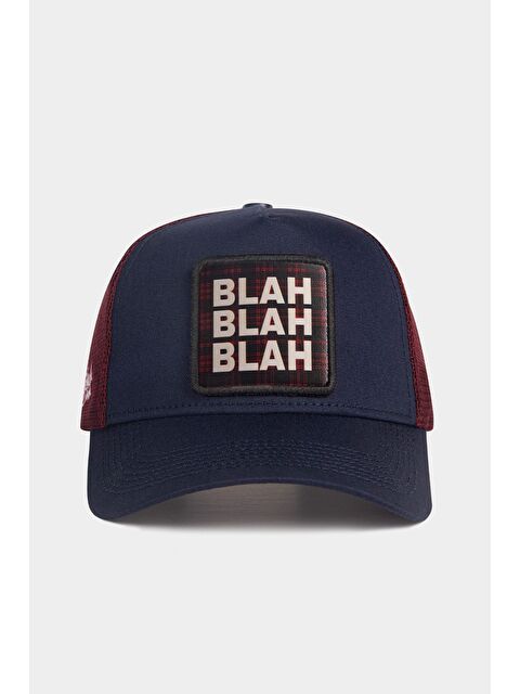 BlackBörk Blah Blah Blah Logolu Lacivert-Bordo Trucker Şapka