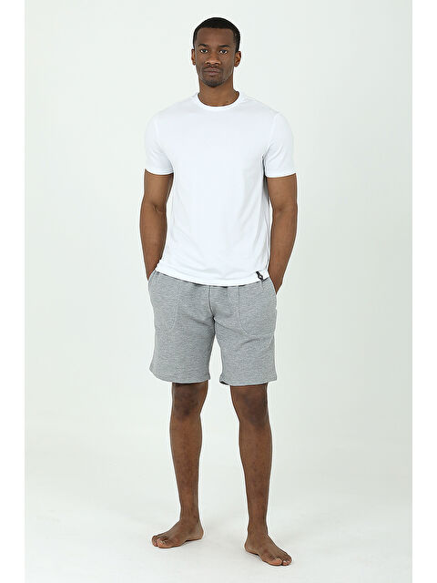 D'S damat Waffle Şort T-shirt Takım GRI