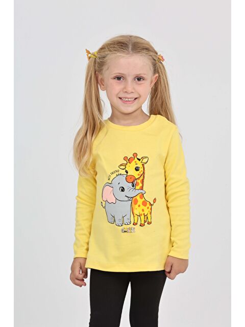 Toontoykids Kız Çocuk Zürafa Fil Baskılı Sweatshirt - S000420612-20067
