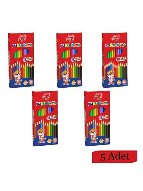Gen-Of Kids Karton Kutu Tam Boy Kuru Boya 12 Renk 5 Adet - S000208466-27074