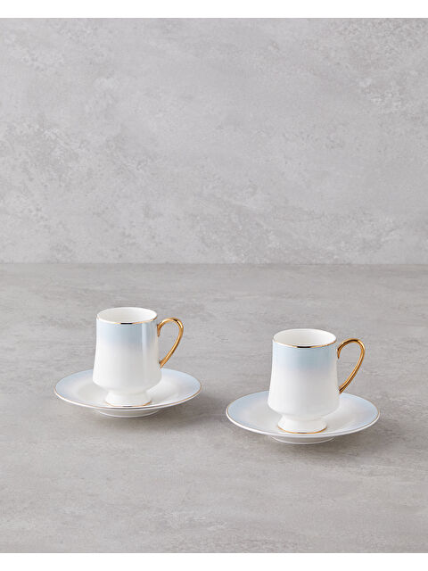 English Home Royals New Bone China 4 Parça 2 Kişilik Kahve Fincan Takımı 90 ml Mavi - S000490655-17234