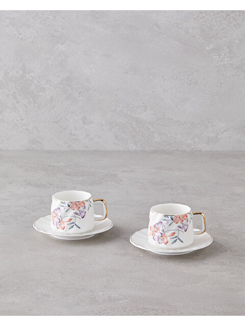 English Home Misty Heaven New Bone China 4 Parça 2 Kişilik Kahve Fincan Takımı 90 ml Renkli - S000490656-37243