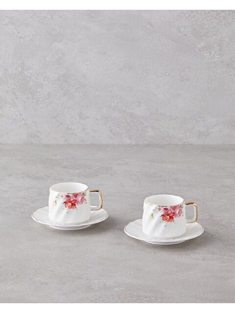 English Home Misty Blossom New Bone China 4 Parça 2 Kişilik Kahve Fincan Takımı 90 ml Renkli - S000490657-37243