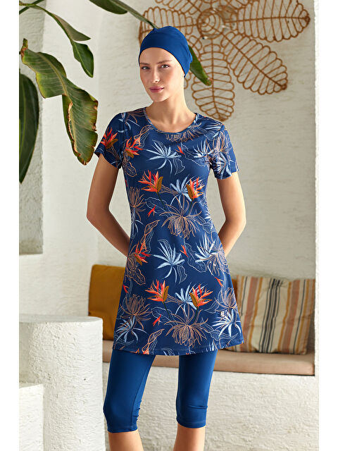 Rozamay Kısa Kollu Yarı Kapalı Mayo 3603 Koyu Lacivert - S000407524-29672