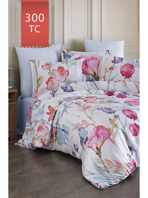 Varol Royal Saten 300TC Nevresim Takımı (Çift Nevresimli) Family Size - SİLVİA - S000451584-23173