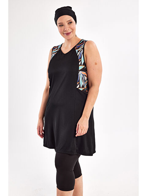 Rozamay Büyük Beden Sıfır Kollu Yarı Kapalı Mayo 3806 Siyah - S000407444-19351