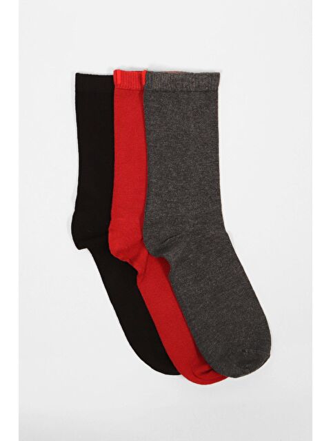 Katia And Bony 3'lü Paket Kadın Harold Bambu Soket Çorap Siyah/ Bordo/ Antrasit Melanj - S000231264-23173