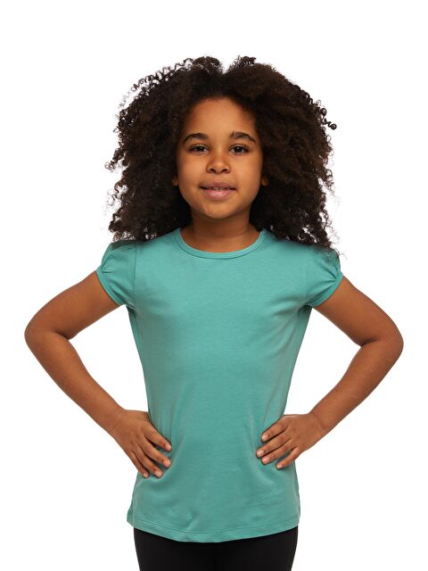 Lovetti Çağla Yeşil Kız Çocuk Kısa Kollu Basıc Tişört - S000053701-26048