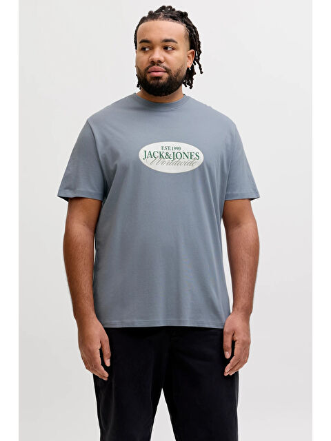 Jack & Jones Plus Büyük Beden % 100 Pamuk Regular Fit Logolu T Shirt 12298346 - S000515222-17437