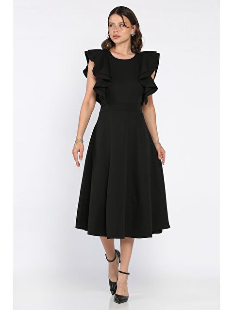 Gülseli Fırfırlı Sıfır Kol Kiloş Elbise - S000399311-19351