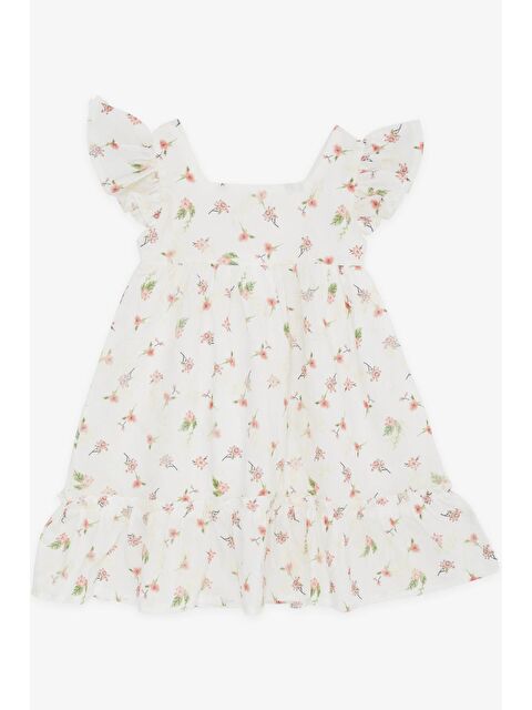 Breeze Kız Çocuk Elbise Çiçekli Fırfırlı Nakışlı Ekru (2-4 Yaş) - S000114066-19965