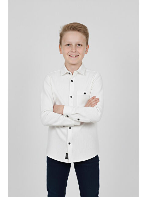 Modanino Erkek Çocuk %100 Waffle Pamuk Gömlek 3-12 Yaş 12521HC - S000516214-20063