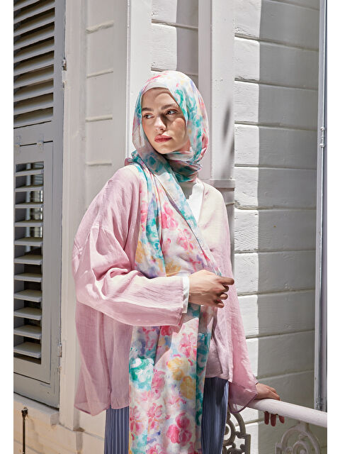 Fresh Scarfs Fiona Desen Rami Şal Pembe - S000458294-20024