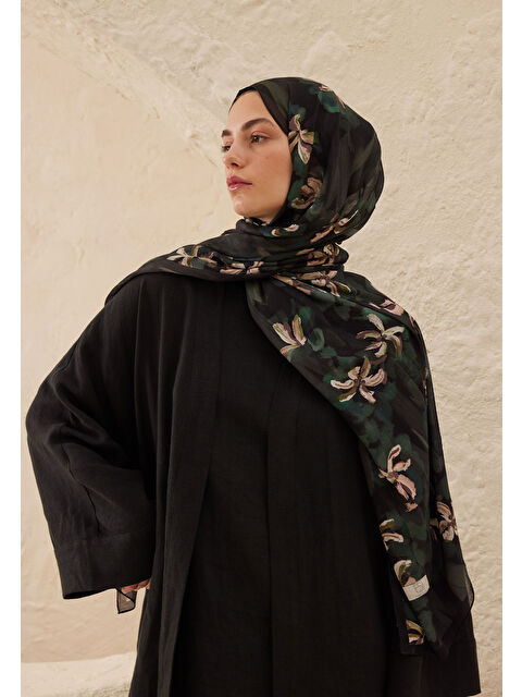 Fresh Scarfs Estelle Desen Rami Şal Siyah - S000458296-19351