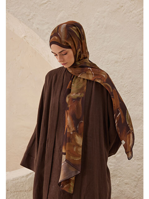 Fresh Scarfs Dark Garden Desen Rami Şal Kahve - S000458298-28102