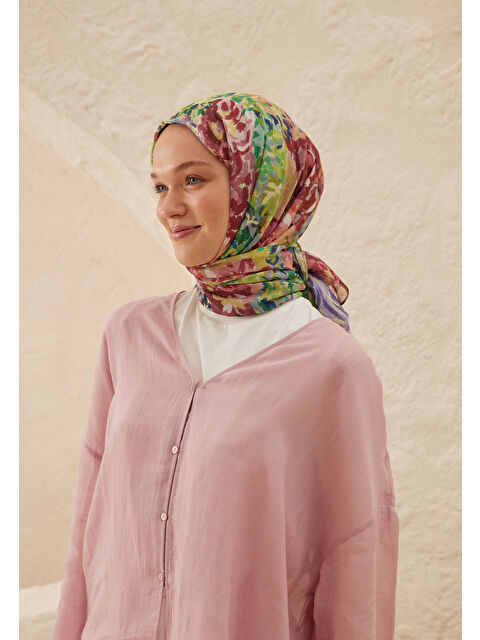 Fresh Scarfs Melinda Desen Rami Şal Yeşil - S000458299-18194