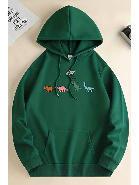 uyguntarz Uzaylı Dinozor Baskılı Oversize Sweatshirt - S000283698-18194