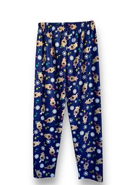 Formo Kadın Lacivert Geyik Desenli Süet Kaliteli Yumuşak Kışlık Pijama Altı - S000283642-21164