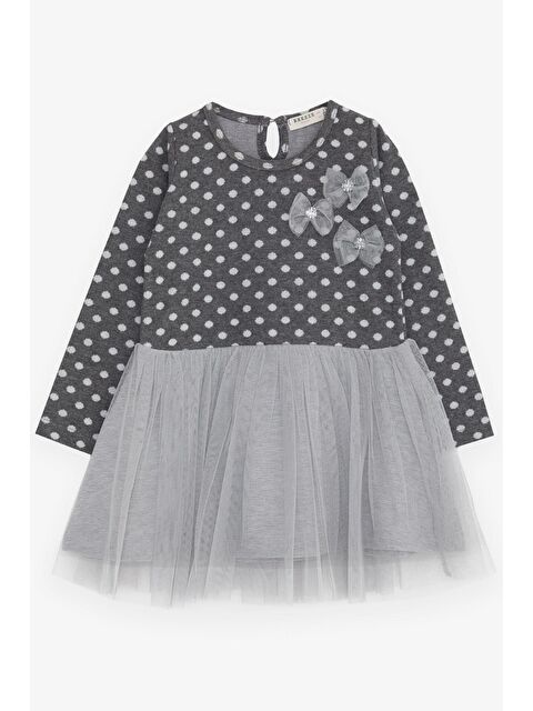 Breeze Kız Çocuk Uzun Kollu Elbise Tüllü Fiyonklu Füme (1.5-4 Yaş) - S000103965-29351