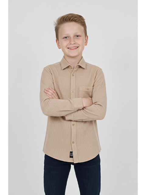 Modanino Erkek Çocuk %100 Waffle Pamuk Gömlek 3-12 Yaş 12521HC - S000516214-19966